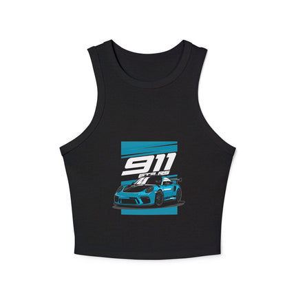 Damen Micro Rib Racer Tank Top mit Auto-Enthusiasten-Motiv
