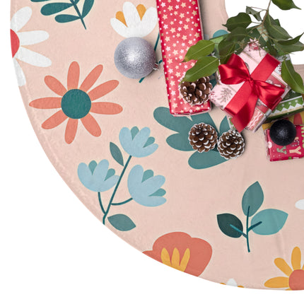 Cute Pink Floral Pattern design themed  Christmas Tree Skirts