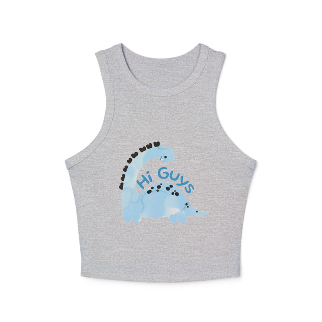 Hi Guys blue dino Graphic designed Women's Micro Rib Racer Tank Top