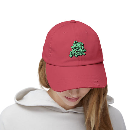 Unisex Distressed Cap mit Typografie-Motiven 