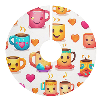 Cute Emoji Cup Pattern design themed Christmas Tree Skirts