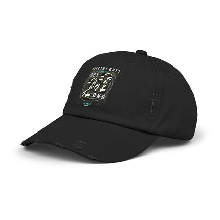 Unisex Distressed Cap mit Typografie-Motiven 