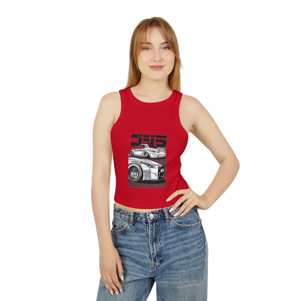 Damen Micro Rib Racer Tank Top mit Auto-Enthusiasten-Motiv