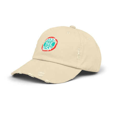 Unisex Distressed Cap mit Typografie-Motiven 