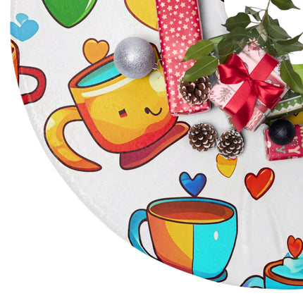 Cute Colourful Cups Pattern design themed Christmas Tree Skirts