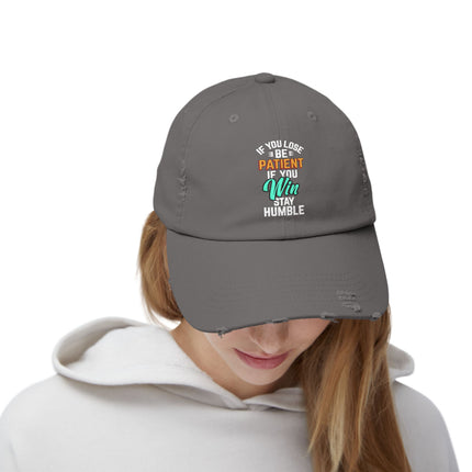 Unisex Distressed Cap mit Typografie-Motiven 