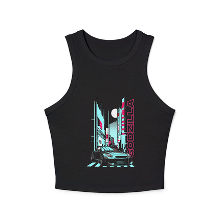Damen Micro Rib Racer Tank Top mit Auto-Enthusiasten-Motiv