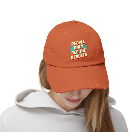 Unisex Distressed Cap mit Typografie-Motiven 