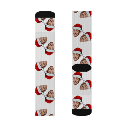 Personalized Photo Christmas Socks — Custom Face Santa Hat Sublimation Socks