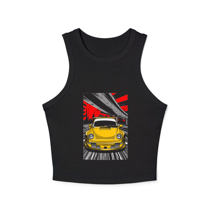 Damen Micro Rib Racer Tank Top mit Auto-Enthusiasten-Motiv