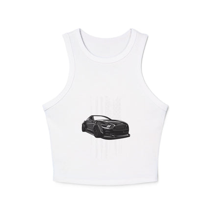Damen Micro Rib Racer Tank Top mit Auto-Enthusiasten-Motiv