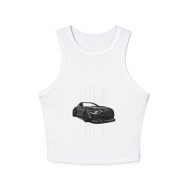 Damen Micro Rib Racer Tank Top mit Auto-Enthusiasten-Motiv