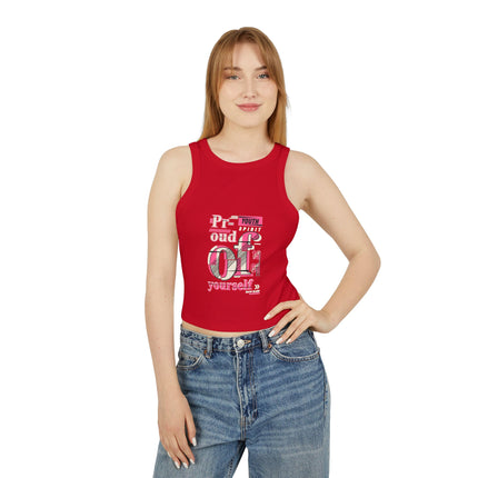 Damen Micro Rib Racer Tank Top mit Typografie-Motiven