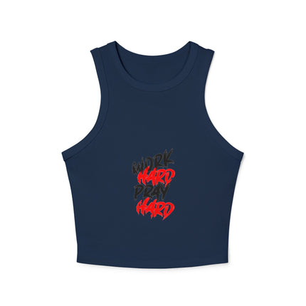 Damen Micro Rib Racer Tank Top mit Typografie-Motiven