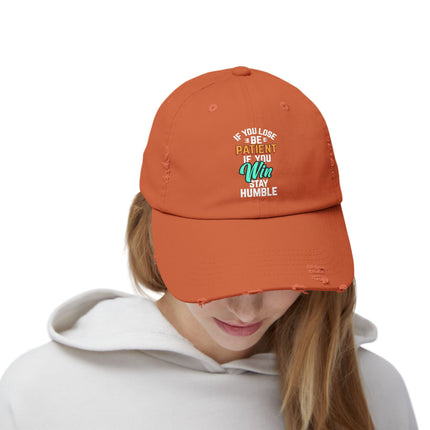 Unisex Distressed Cap mit Typografie-Motiven 