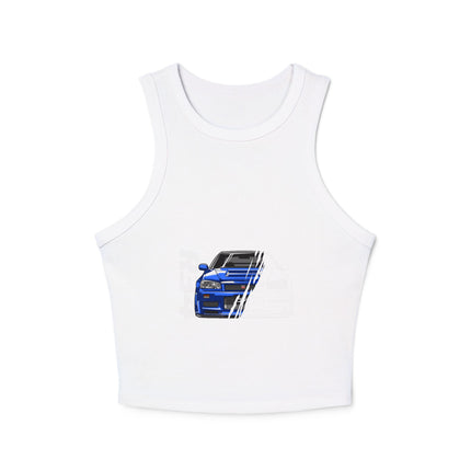 Damen Micro Rib Racer Tank Top mit Auto-Enthusiasten-Motiv