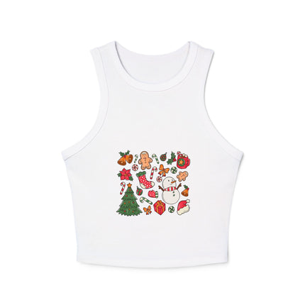 Christmas themed Women's Micro Rib Racer Tank Top