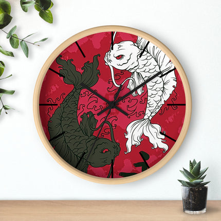Attraktive Wanduhr mit Koi-Fisch-Design 