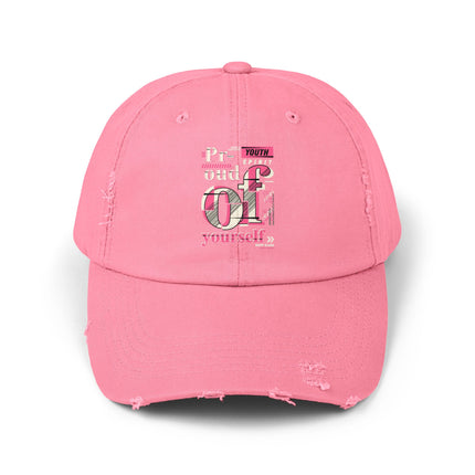 Unisex Distressed Cap mit Typografie-Motiven 