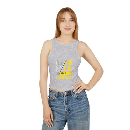 Damen Micro Rib Racer Tank Top mit Typografie-Motiven