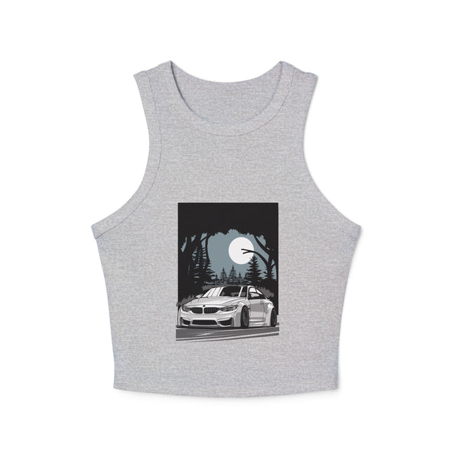 Damen Micro Rib Racer Tank Top mit Auto-Enthusiasten-Motiv