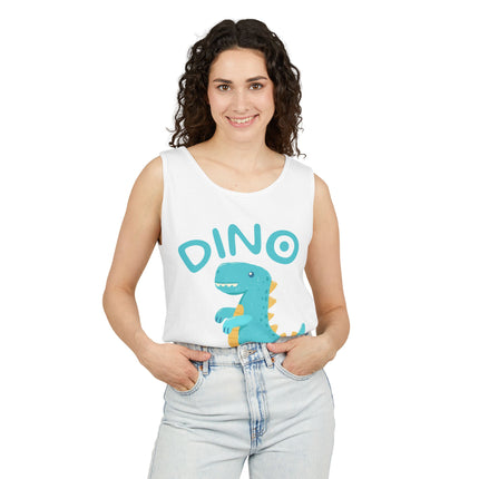 Blue Dino Tank Top — Cute Dinosaur Graphic Tank