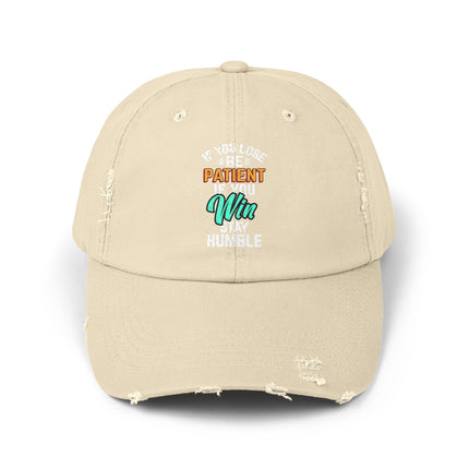 Unisex Distressed Cap mit Typografie-Motiven 