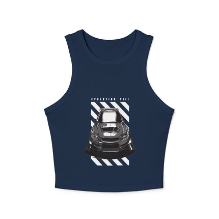 Damen Micro Rib Racer Tank Top mit Auto-Enthusiasten-Motiv