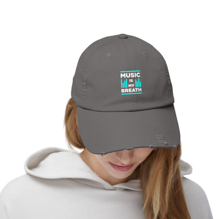 Unisex Distressed Cap mit Typografie-Motiven 
