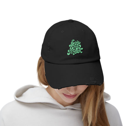 Unisex Distressed Cap mit Typografie-Motiven 