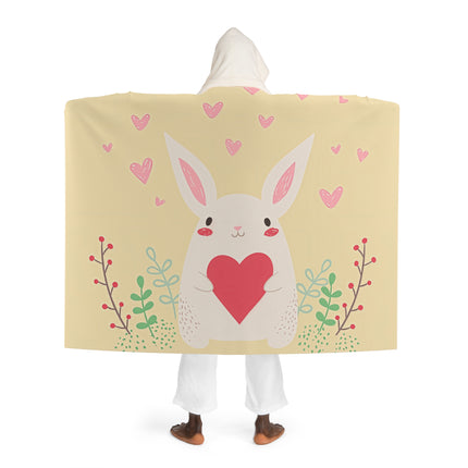 Niedliche Häschen mit Liebe Design Themen Kapuze Sherpa Fleece Decke 