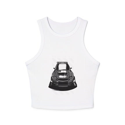 Damen Micro Rib Racer Tank Top mit Auto-Enthusiasten-Motiv