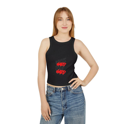 Damen Micro Rib Racer Tank Top mit Typografie-Motiven
