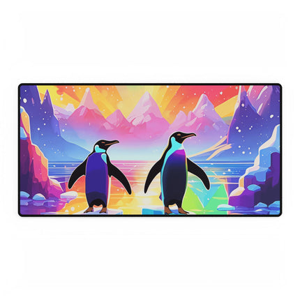 Niedliche Schreibtischmatten mit 2 Pinguinen, die das Design genießen 