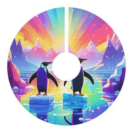 Cute 2 Penguin enjoying design themed Christmas Tree Skirts