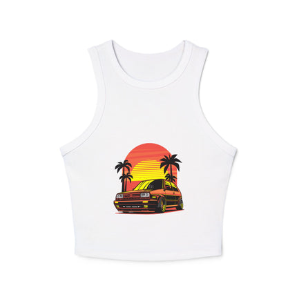 Damen Micro Rib Racer Tank Top mit Auto-Enthusiasten-Motiv