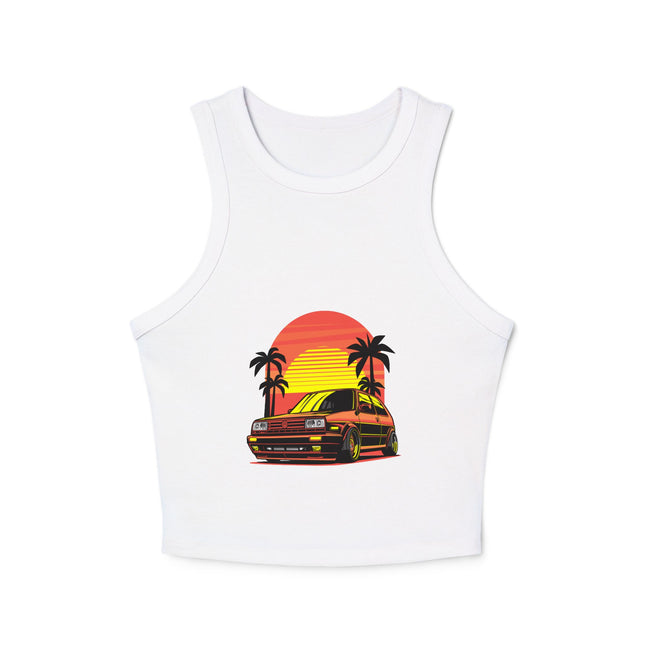 Damen Micro Rib Racer Tank Top mit Auto-Enthusiasten-Motiv