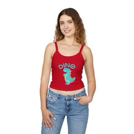 Blue Dino Graphic designed Women's Spaghetti Strap Tank Top