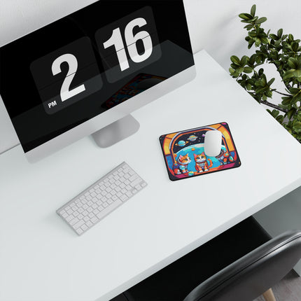 Rutschfestes Gaming-Mauspad mit Katzen-im-Weltraum-Design
