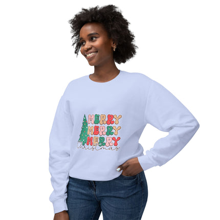 Christmas themed Unisex Lightweight Crewneck Sweatshirt