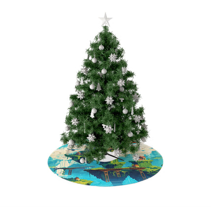 Scenery of Floating Islands design themed Christmas Tree Skirts