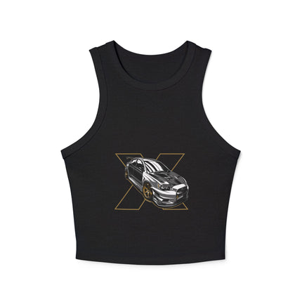 Damen Micro Rib Racer Tank Top mit Auto-Enthusiasten-Motiv
