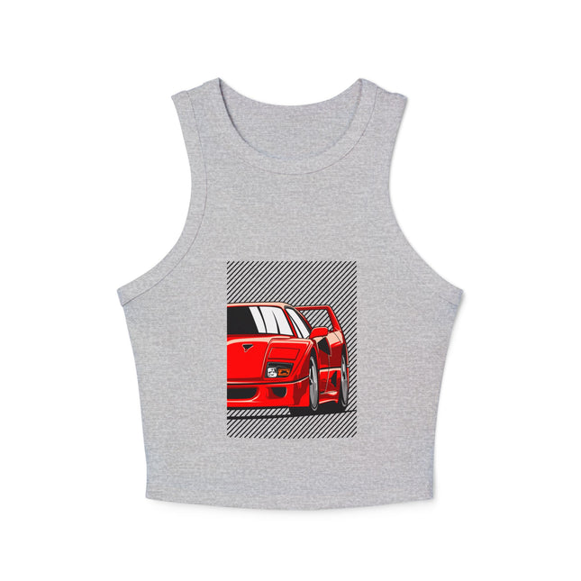 Damen Micro Rib Racer Tank Top mit Auto-Enthusiasten-Motiv