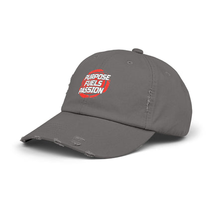 Unisex Distressed Cap mit Typografie-Motiven 