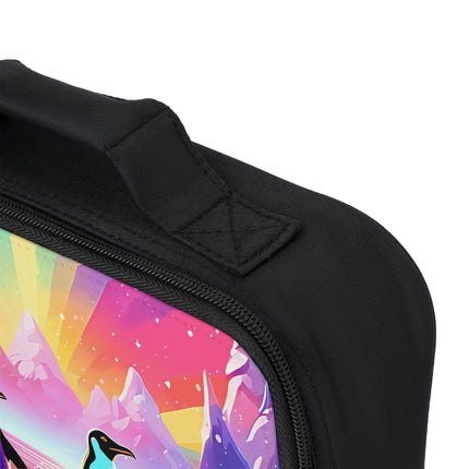 Niedliche Lunchtasche mit zwei Pinguinen, die das Design genießen 