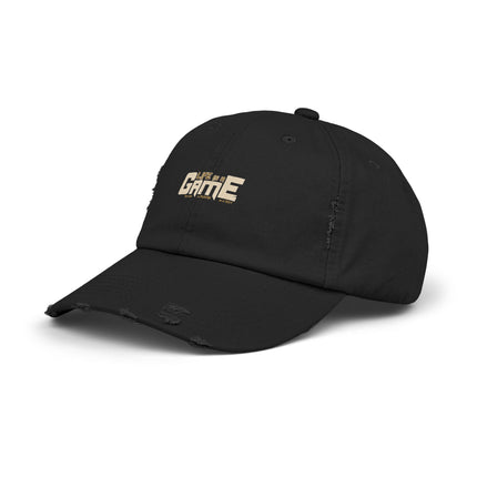 Unisex Distressed Cap mit Typografie-Motiven 