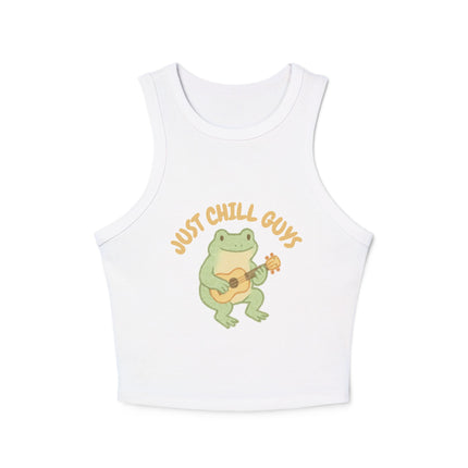 Just Chill Guys Graphic designed Women's Micro Rib Racer Tank Top
