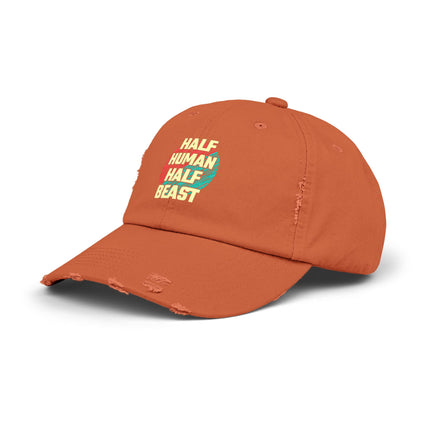 Unisex Distressed Cap mit Typografie-Motiven 
