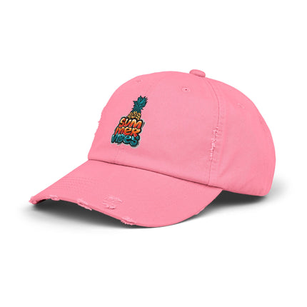 Unisex Distressed Cap mit Typografie-Motiven