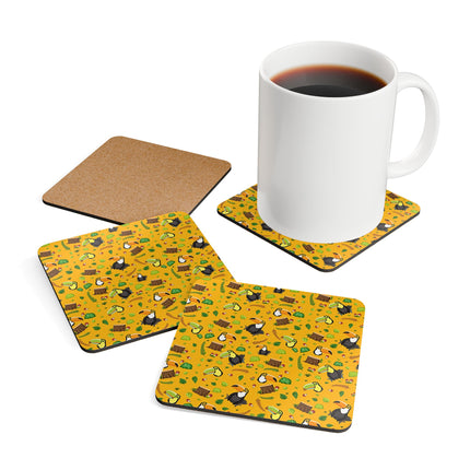 Untersetzer-Set aus Korkholz mit niedlichem Vogelmuster-Design